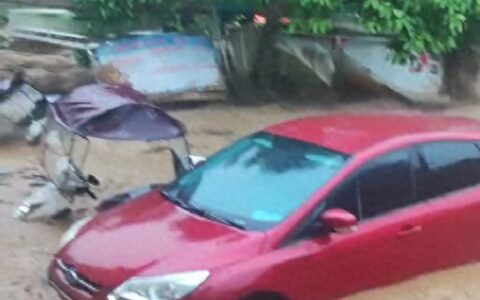 广西岑溪27分钟局地暴雨引发洪水，田野中两名村民被冲走遇难，有老人爬树等待救援