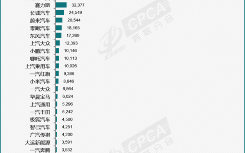 乘联会：2024年5月新能源乘用车厂商批发销量快讯-乘联会 新能源汽车销量排行榜