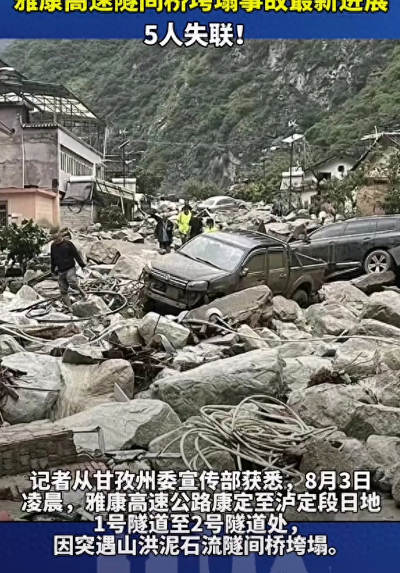 闹大了!四川雅康高速隧间桥发生垮塌,3辆车掉坠,网友炸锅了!-雅康高速公路