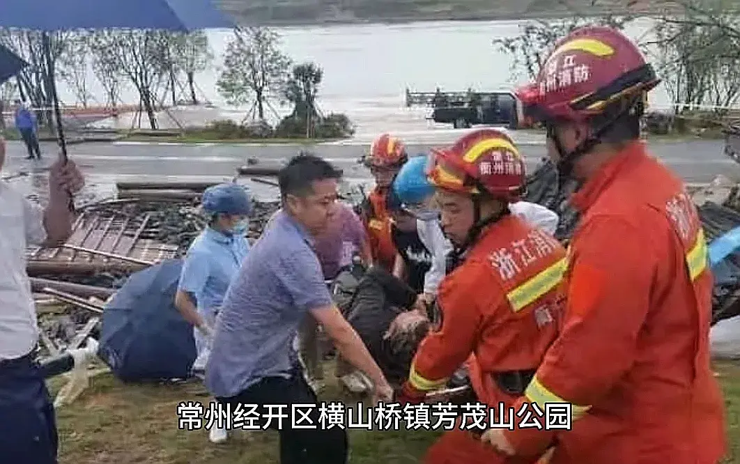 常州雷击致凉亭坍塌6死！投资1亿开园9个月，遇难者家属:公开监控-常州雷暴预警视频播放