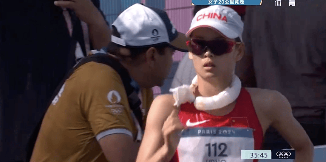 原创            一路赢到底！竞走女神杨家玉圆梦巴黎奥运 身披国旗庆祝又美又飒-杨家玉奥运冠军