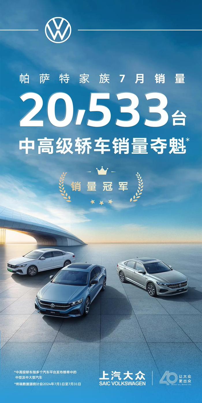 上汽大众帕萨特家族7月销量20533辆，拿下中高级轿车“销冠”-帕萨特上市时间表
